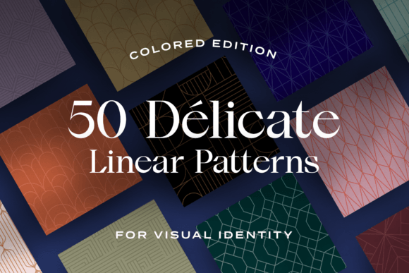 50 Luxury Color Delicate Linear Patterns for Graphics