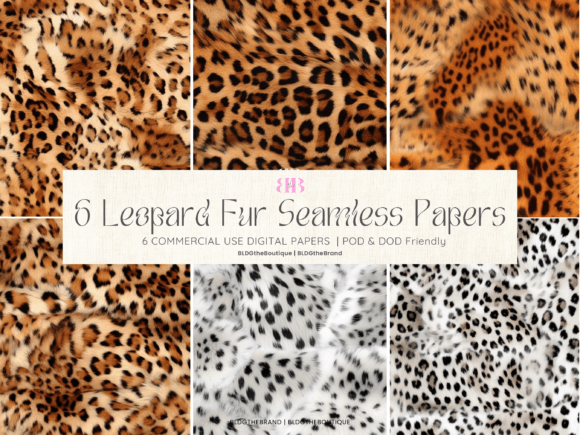 6 3d Leopard Print Fur Seamless Patterns for Graphics