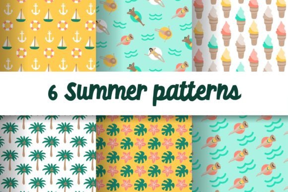 6 Summer Tropical Holiday Patterns Graphics Review