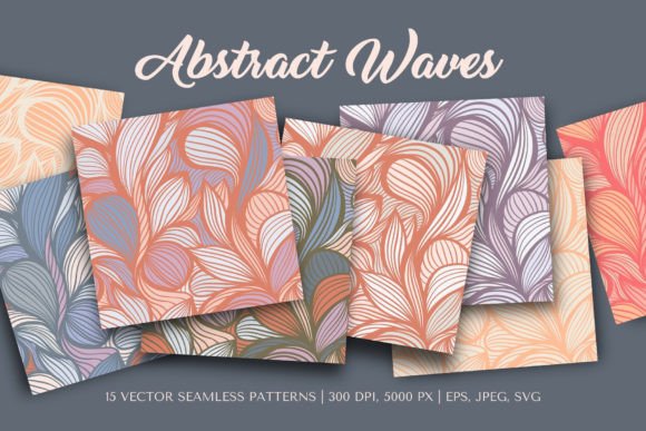 Abstract Waves Vector Seamless Patterns for Modern Graphics