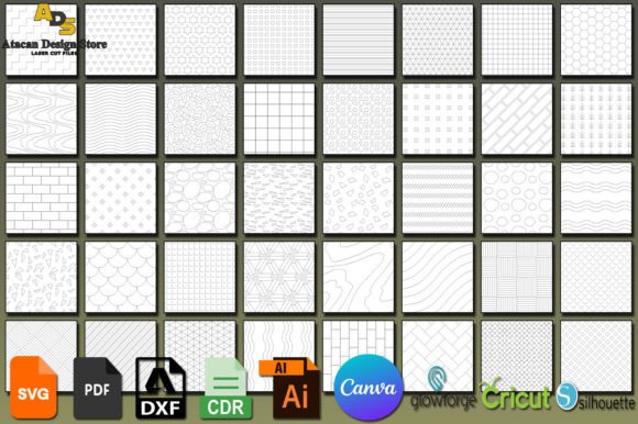 Black White Geometric Seamless Patterns for Graphics and Patterns