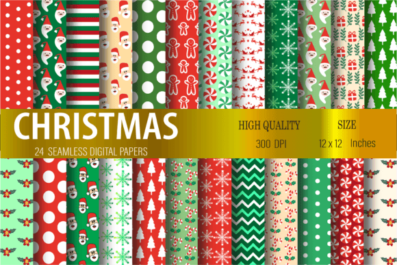 Christmas Digital Paper and Clipart for Graphics and Patterns