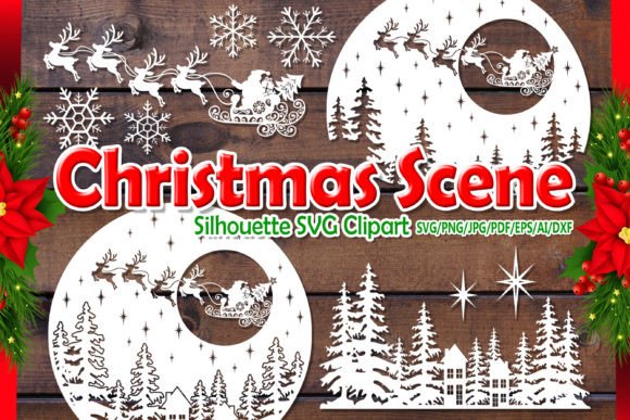Christmas Scene Builder SVG Clipart Set for Graphics and Illustrations
