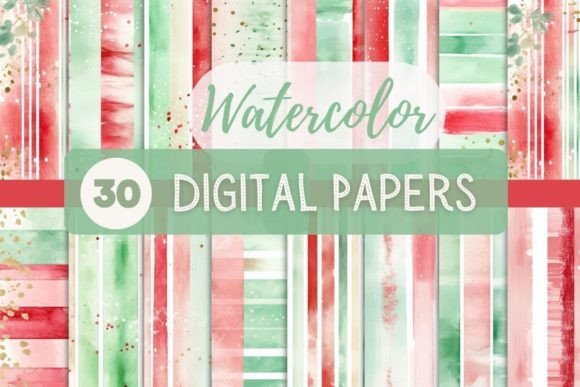Christmas Watercolor Abstract Patterns for Graphics and Blog Content