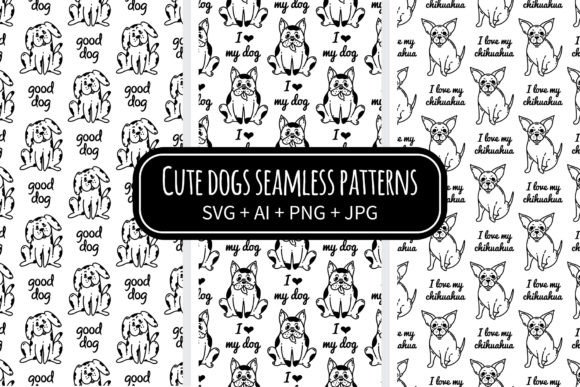 Cute Dogs Seamless Vector Patterns for Graphics and Branding