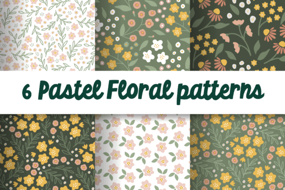 Floral Patterns in Soft Pastel Colors for Graphics and Design