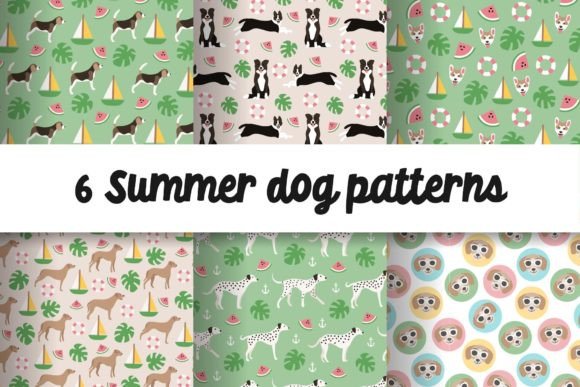 Funny Colourful Summer Dog Patterns Graphics Review