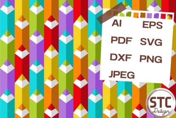 Rainbow Color Pencils Patterns Graphics for Handmade Crafts