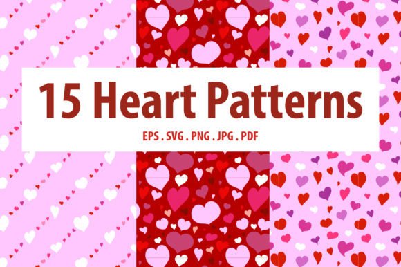 Valentine s Day Heart Patterns Set Graphics Freebies