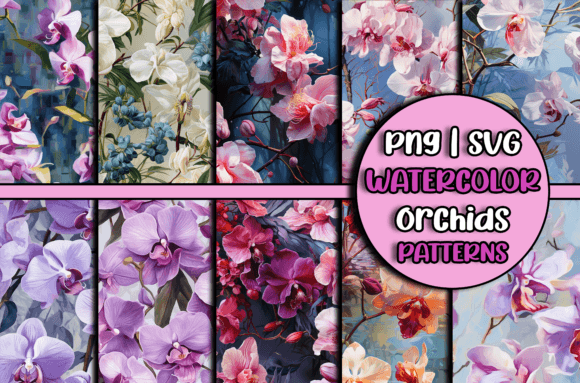 Watercolor Flowers Patterns Orchids: Premium Graphics and Patterns for Designers