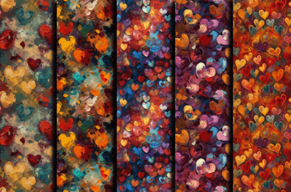 Watercolor Love Hearts Patterns Bundle: Graphics & Freebies for Publishers