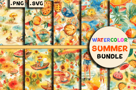 Watercolor Summer Beach Patterns Bundle Review
